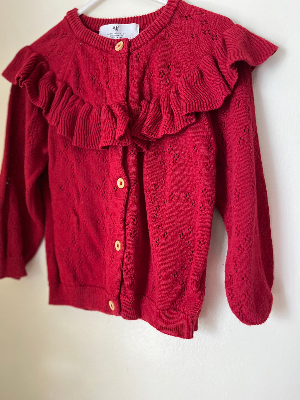 H&M || Red Pointelle Knit Sweater || 3-4Y