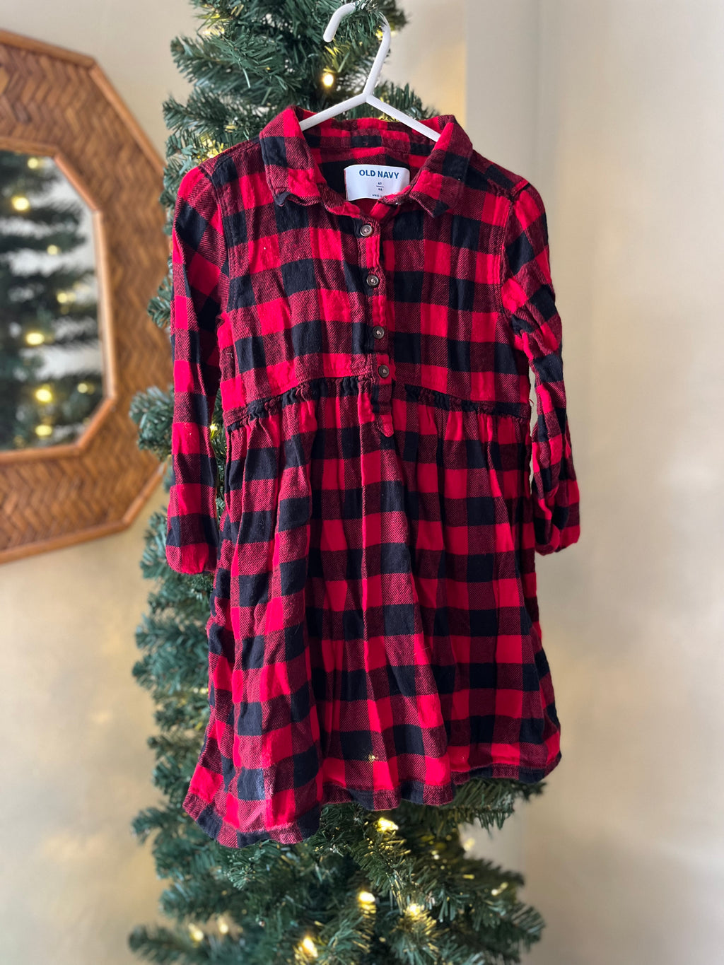 Old Navy || Red Plaid Dress || 4Y