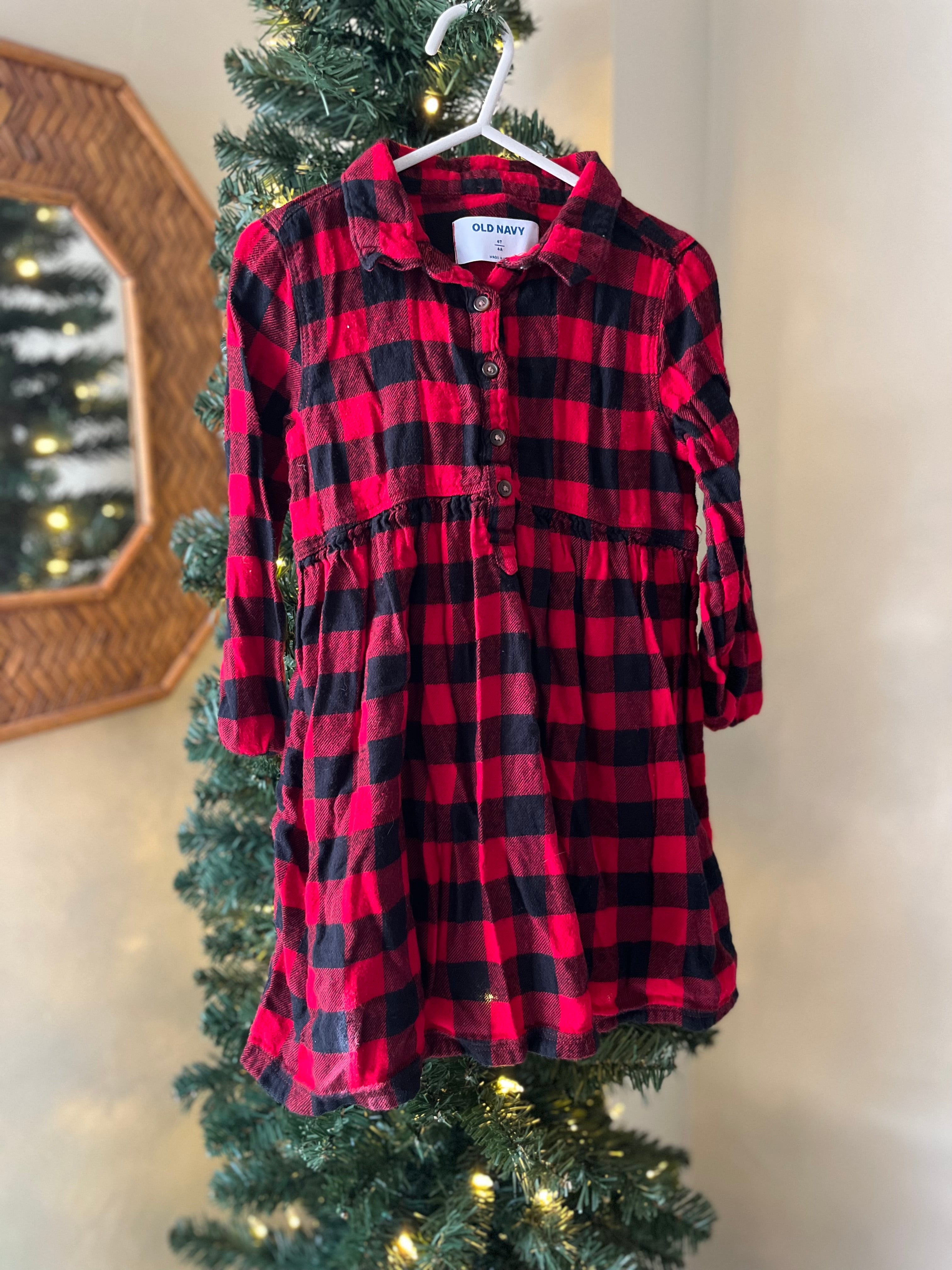 Old Navy || Red Plaid Dress || 4Y