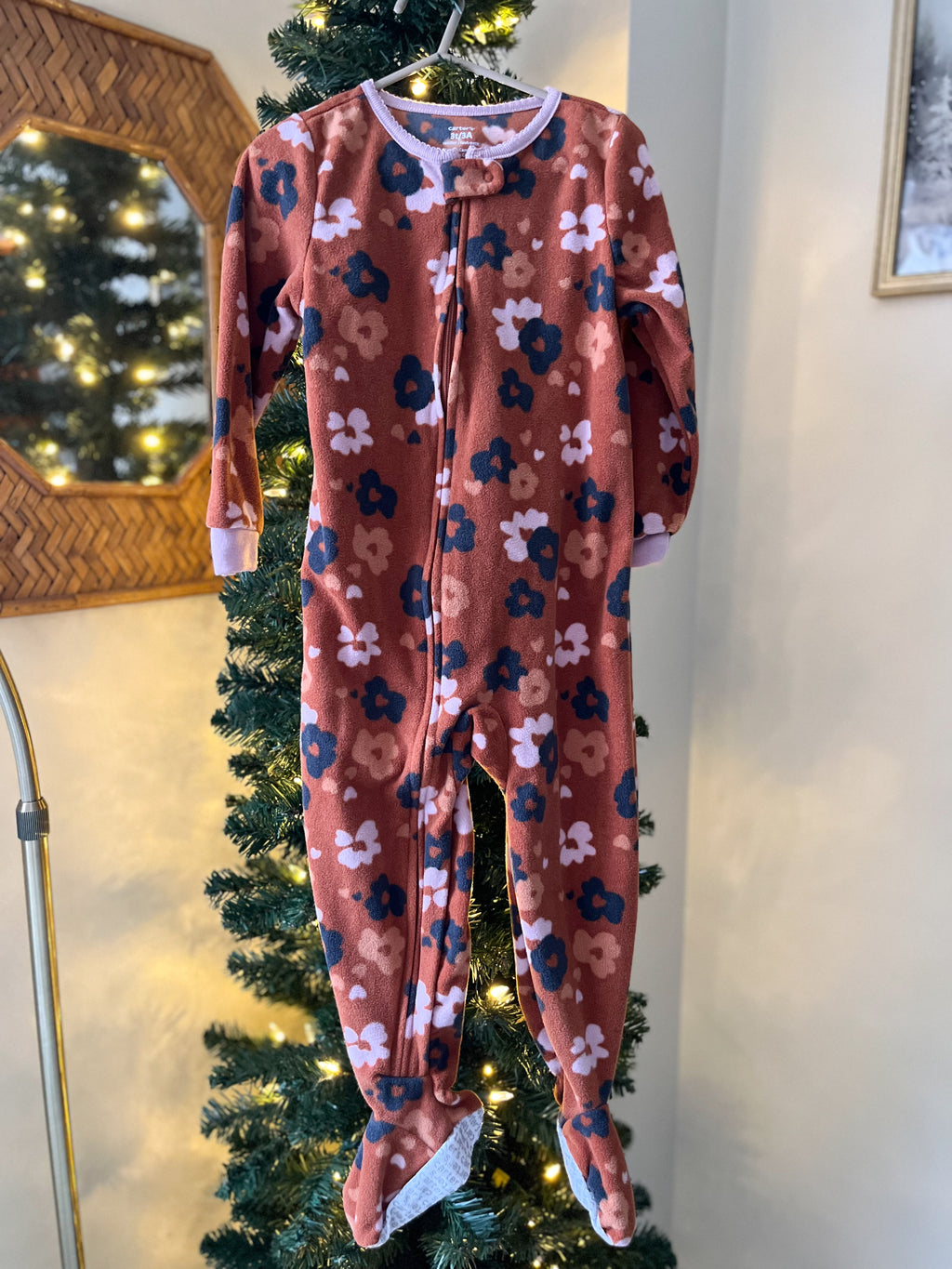 Carters || Brown Floral Fleece Pjs || 3Y