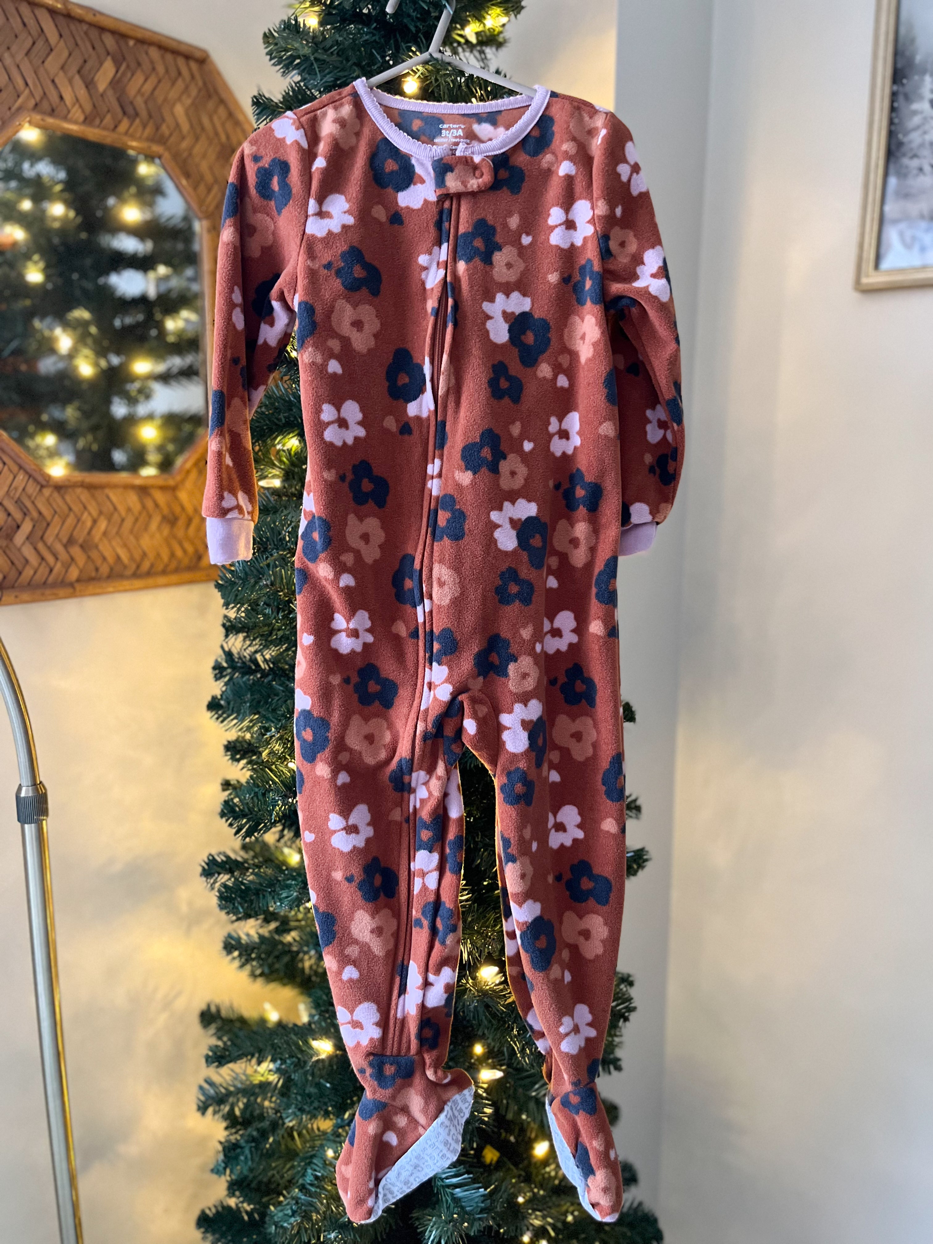 Carters || Brown Floral Fleece Pjs || 3Y