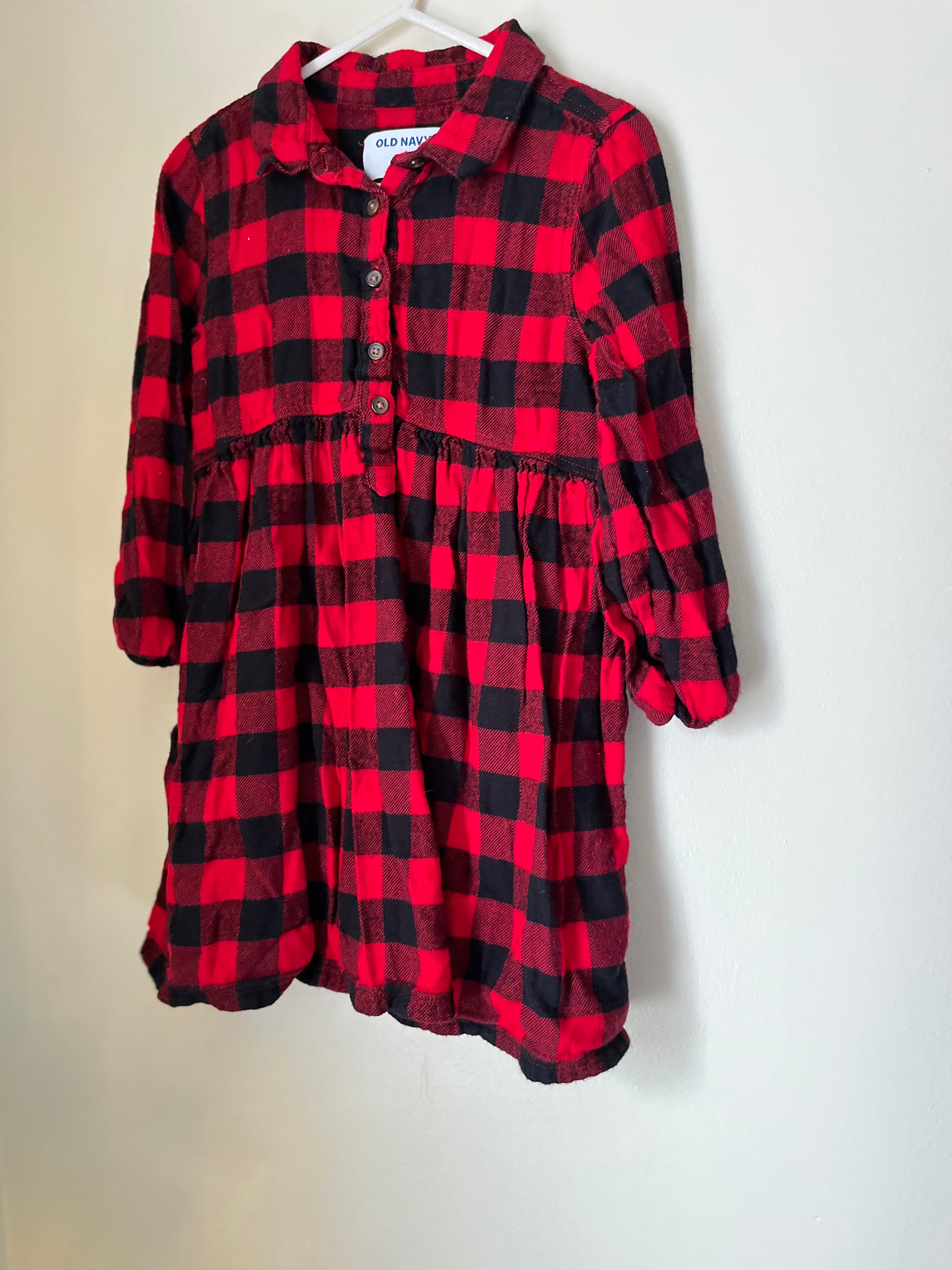 Old Navy || Red Plaid Dress || 4Y