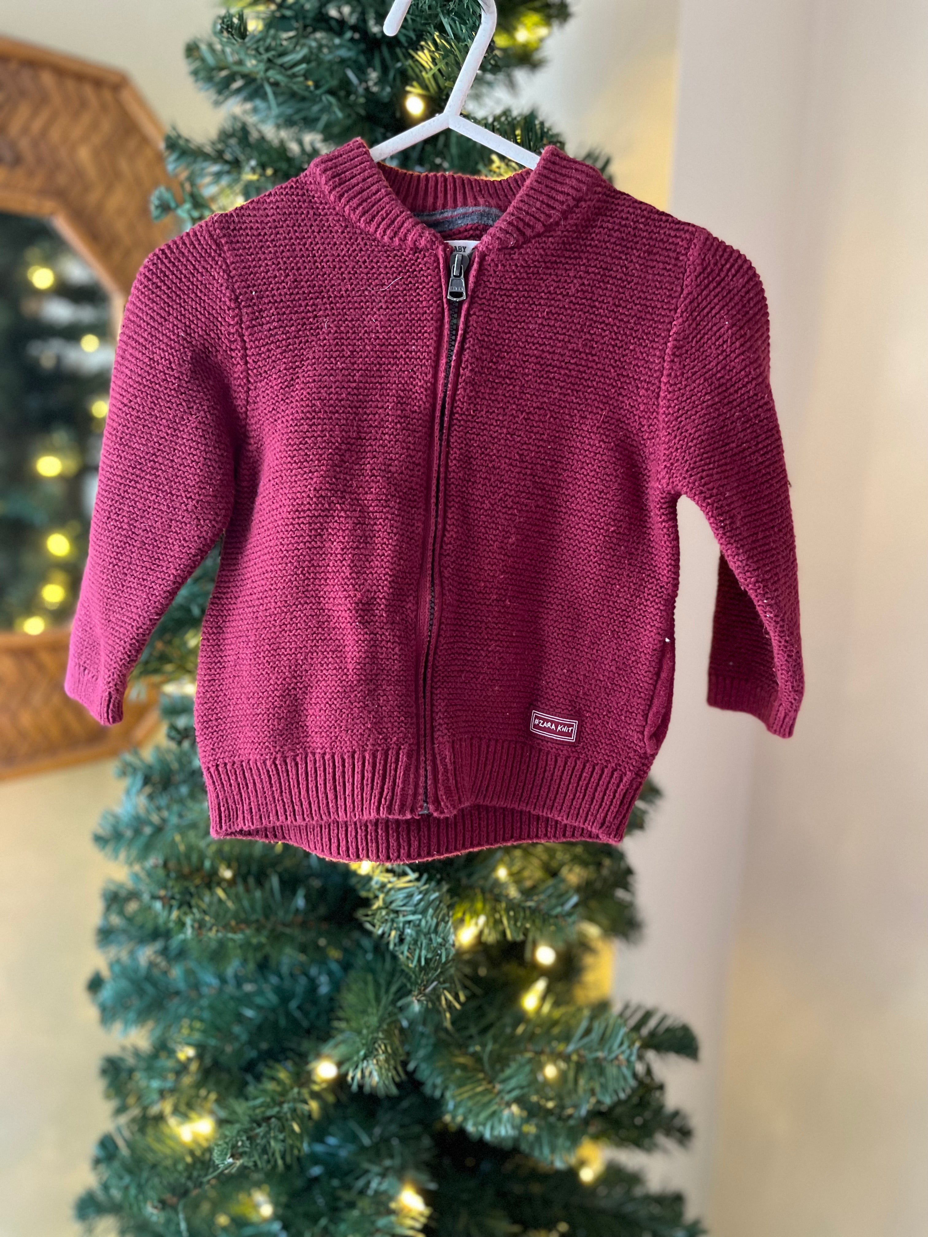 Zara || Knit Sweater in burgundy || 9-12m